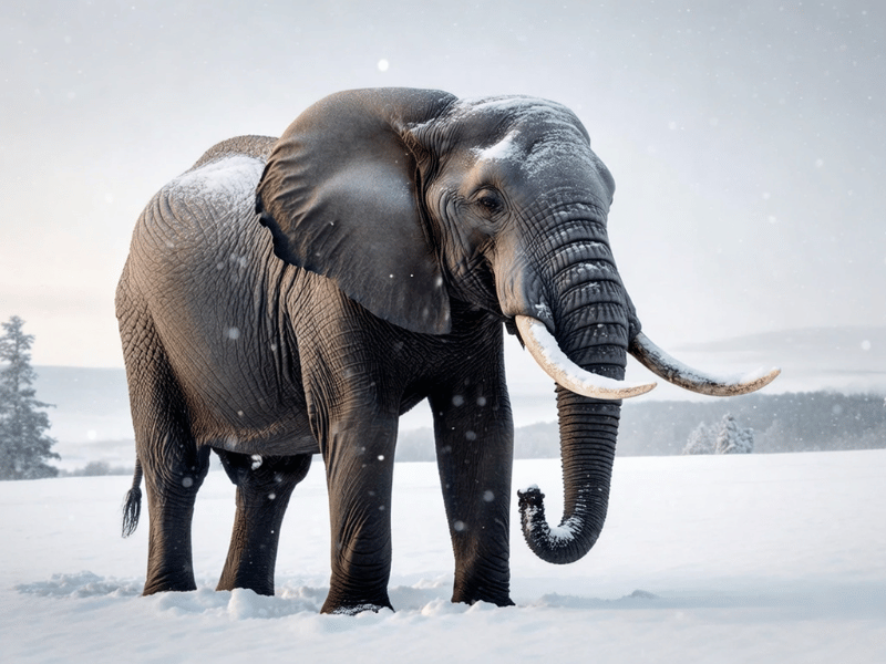 Elephant In Winter
